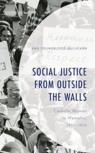 Book cover of Social Justice from Outside the Walls has a blue title against a black and white photo